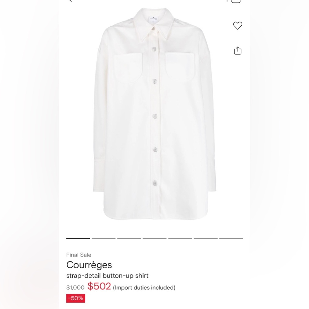 Courrèges White Strap-Detail Button-Up Shirt